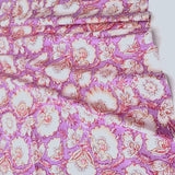 Remnant, Spring Celebration Lilac-Purple/White Floral Cotton Print from India, 1 Yard Piece #LB-38