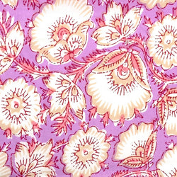 Remnant, Spring Celebration Lilac-Purple/White Floral Cotton Print from India, 1 Yard Piece #LB-38