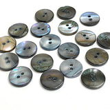 Re-Stocked 1/2" Smokey Silver/Blue Abalone Melange Iridescent MOP Shell, 2-Hole, Pack of 25  #KB-805