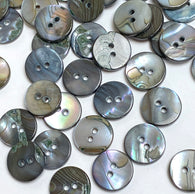 Re-Stocked, 1/2" Smokey Silver Abalone Melange, Sometimes Blue Iridescent MOP Shell, 2-Hole, Pack of 25  #KB-805