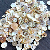 White Shell Stragglers, One Pound Mixed Sizes/Styles: 300+ Mother of Pearl Shell Buttons, $25.00