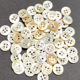 Re-Stocked, Vintage Buttery Whites MOP 4-Hole 1/2"-9/16" Shell Button, Pack of 100  #KB-807