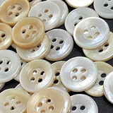 Re-Stocked, Vintage Buttery Whites MOP 4-Hole 1/2"-9/16" Shell Button, Pack of 100  #KB-807