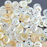 Re-Stocked, Vintage Buttery Whites MOP 4-Hole 1/2"-9/16" Shell Button, Pack of 100  #KB-807