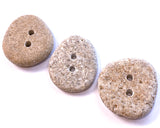 Beach Stone Buttons, Three Sandy-Light Oval-Roundish 1.25" # BCH-109