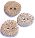 Beach Stone Buttons, Three Sandy-Light Oval-Roundish 1.25" # BCH-109
