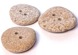 Beach Stone Buttons, Three Sandy-Light Oval-Roundish 1.25" # BCH-109