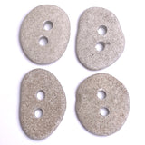 Beach Stone Buttons, Four Gray Oval-Roundish 1" # BCH-110