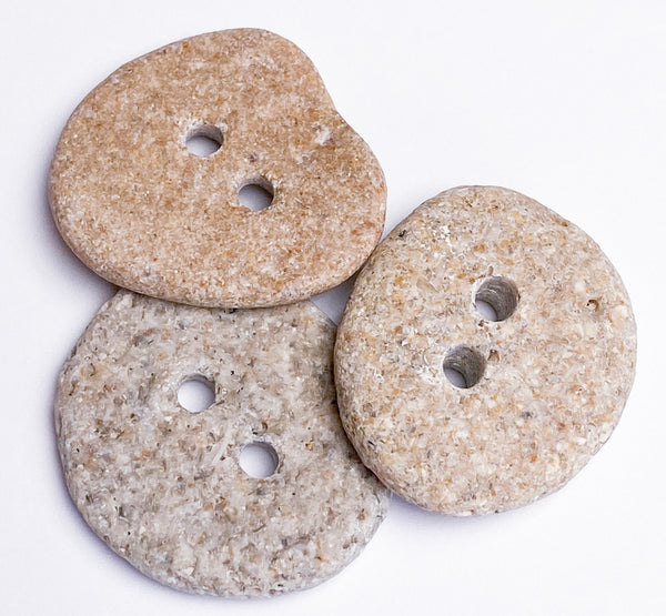 Beach Stone Buttons, Three Sandy-Light Oval-Roundish 1-1/8" # BCH-111