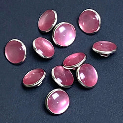 Re-Stocked, Pink Pearl/Metal Western Shirt Buttons Not Snaps, Shank Back 13mm / 1/2", Pack of 14  #KB-937