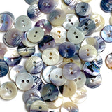 Re-Stocked: Mermaid's Indigo 7/16" Blue Mussel Shell Buttons, 11mm Pack of 20 Buttons $9   #KB-810