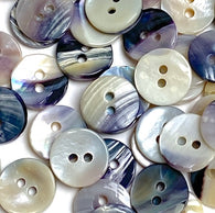 Re-Stocked, Mermaid's Indigo 7/16" Blue Mussel Shell Buttons, 11mm Pack of 20 Buttons $8   #KB-810