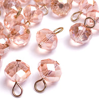 High-Sparkle Vintage Light Rose Faceted Glass/Crystal Button/Beads, 3/8" / 10mm PACK of 24 BEADS # CL-17