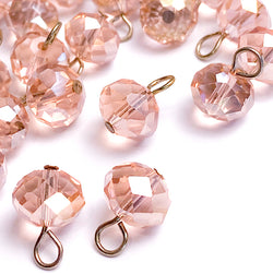High-Sparkle Vintage Light Rose Faceted Glass/Crystal Button/Beads, 3/8" / 10mm PACK of 24 BEADS # CL-17