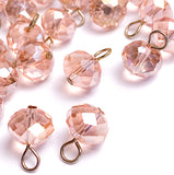 High-Sparkle Vintage Light Rose Faceted Glass/Crystal Button/Beads, 3/8" / 10mm PACK of 24 BEADS # CL-17