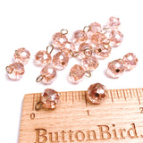 High-Sparkle Vintage Light Rose Faceted Glass/Crystal Button/Beads, 3/8" / 10mm PACK of 24 BEADS # CL-17