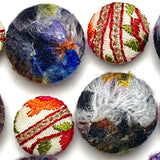 Covered Buttons, Set of 12 Different Artisan Buttons with Embroidery and Felting, 3/4" and 1",  #MV-71