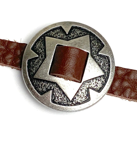 SALE SLOTTED CONCHOS, Pack of 3, Rocky Mountain Star, 1" 40L Antique Silver Metal  / 26mm  #SWC-149