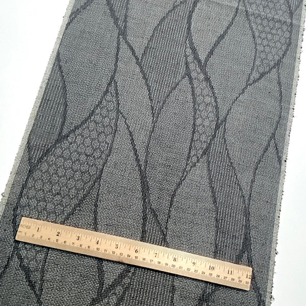 Leaf Nest Many Ikats Gray/Gray Vintage 'Patchwork' Kimono Silk from Japan By the Yard,  #142