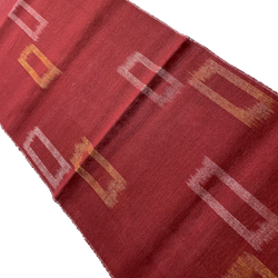 Ikat Windows Brick-Rust-Red, Rustic Slubby Vintage Kimono Silk from Japan By the Yard,  #143