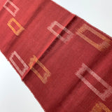 Ikat Windows on Rust-Red, Rustic Slubby Vintage Kimono Silk from Japan By the Yard,  #143