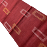 Ikat Windows on Brick-Rust-Red, Rustic Slubby Vintage Kimono Silk from Japan By the Yard,  #143