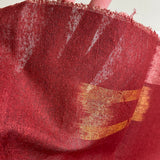 Ikat Windows on Rust-Red, Rustic Slubby Vintage Kimono Silk from Japan By the Yard,  #143