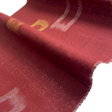 Ikat Windows on Rust-Red, Rustic Slubby Vintage Kimono Silk from Japan By the Yard,  #143