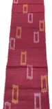 Ikat Windows on Rust-Red, Rustic Slubby Vintage Kimono Silk from Japan By the Yard,  #143