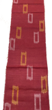 Ikat Windows Brick Red Rustic Slubby Ikat, Vintage Kimono Silk from Japan By the Yard,  #143