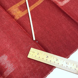 Ikat Windows on Brick-Rust-Red, Rustic Slubby Vintage Kimono Silk from Japan By the Yard,  #143