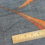 Remnant, Tribal Origami, Chunky Gray-Blues/Oranges Rustic Slubby Ikat Vintage Kimono Silk from Japan 14" x 1.75 Yard PIECE  #144