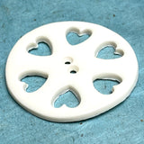 Six Hearts Wheel Porcelain Large Handmade 2 Hole Button 1-1/2"