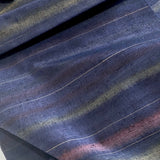 Rainbow Indigo Rustic Slubby Stripe Ikat Vintage Kimono Silk from Japan By the Yard,  #145