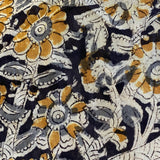 SALE Ochre/Gray/Black Cotton Kalamkari Hand Block Print from Krishna India, By the Yard #TK-30