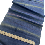 Rainbow Indigo Rustic Slubby Stripe Ikat Vintage Kimono Silk from Japan By the Yard,  #145