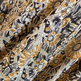 SALE Ochre/Gray/Black Cotton Kalamkari Hand Block Print from Krishna India, By the Yard #TK-30