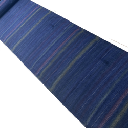Rainbow Indigo Rustic Slubby Stripe Ikat Vintage Kimono Silk from Japan By the Yard,  #145