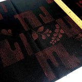 Hidden Red on Black, Sleek Ikat or Print Silk from Japan By the Yard,  #148