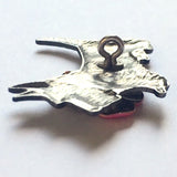 Scottie Dog Button, Black with Red Bow, 1" Scotty  #SC-135 Handpainted, Susan Clarke