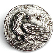 Running Low, Raven Button from Green Girl Studios 1" Pewter  #G-320