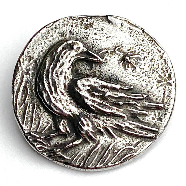 Running Low, Raven Button from Green Girl Studios 1" Pewter  #G-320