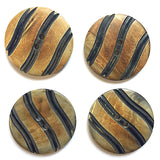 SALE, Artsy Wavy Horn Button, Brown & Black Stripe 1-1/2"  #SK-709