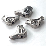 Bird Bead, Tiny Pewter Rustic Birdie from Greece, 13mm / 1/2" Pack of THREE Beads  #L-119