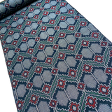 Hexagons/Diamonds Gray/Black/Green/Red Ikat Handwoven Vintage Kimono Silk from Japan By the Yard  #149