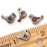Bird Bead, Tiny Pewter Rustic Birdie from Greece, 13mm / 1/2" Pack of THREE Beads  #L-119
