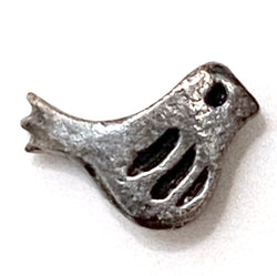 Bird Bead, Tiny Pewter Rustic Birdie from Greece, 13mm / 1/2" Pack of THREE Beads  #L-119