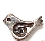 Bird Bead, Tiny Pewter Rustic Birdie from Greece, 13mm / 1/2" Pack of THREE Beads  #L-119