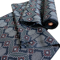 Hexagons/Diamonds Gray/Black/Green/Red Ikat Handwoven Vintage Kimono Silk from Japan By the Yard  #149