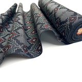 Hexagons/Diamonds Gray/Black/Green/Red Ikat Handwoven Vintage Kimono Silk from Japan By the Yard  #149